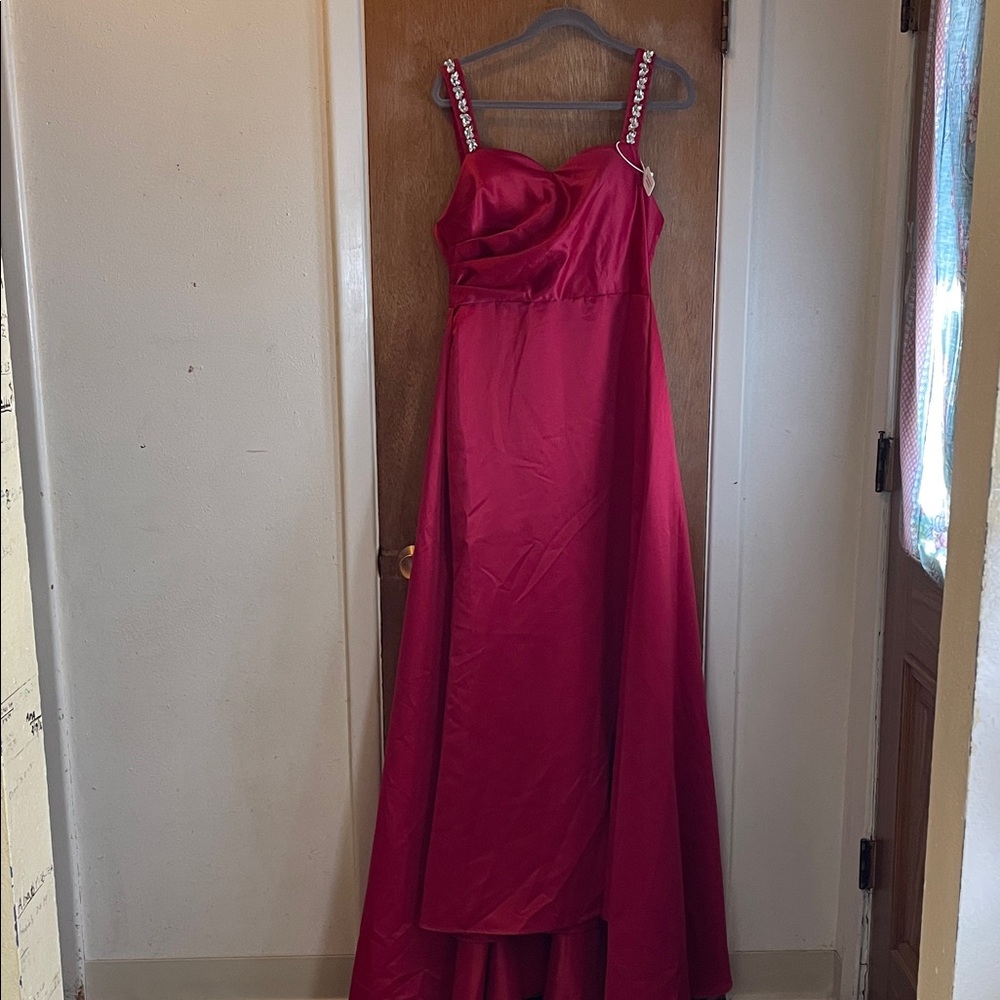 SHEIN Belle Red Maxi Dress Embellished Straps